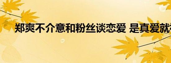 郑爽不介意和粉丝谈恋爱 是真爱就祝福