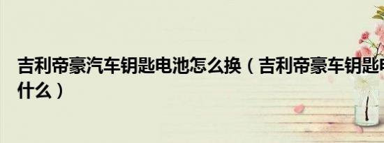 吉利帝豪汽车钥匙电池怎么换（吉利帝豪车钥匙电池型号是什么）