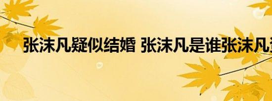 张沫凡疑似结婚 张沫凡是谁张沫凡资料