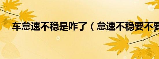 车怠速不稳是咋了（怠速不稳要不要修）