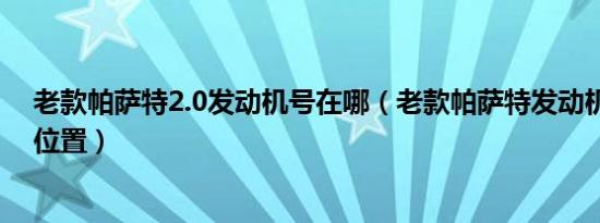 老款帕萨特2.0发动机号在哪（老款帕萨特发动机号在哪个位置）