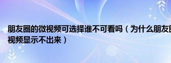 朋友圈的微视频可选择谁不可看吗（为什么朋友圈发的微视视频显示不出来）
