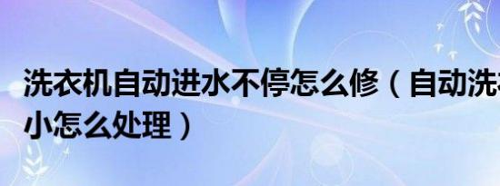 洗衣机自动进水不停怎么修（自动洗衣机进水小怎么处理）