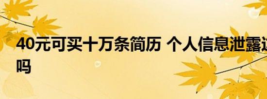 40元可买十万条简历 个人信息泄露这么严重吗