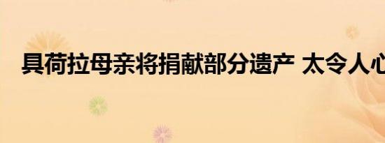 具荷拉母亲将捐献部分遗产 太令人心寒了