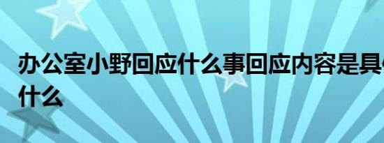 办公室小野回应什么事回应内容是具体情况是什么