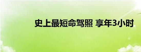 史上最短命驾照 享年3小时