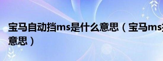 宝马自动挡ms是什么意思（宝马ms挡是什么意思）