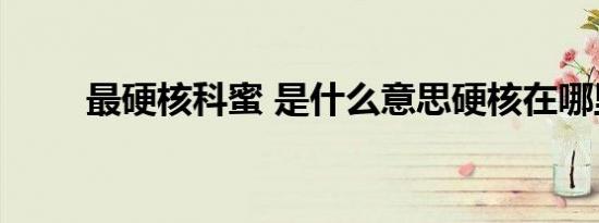 最硬核科蜜 是什么意思硬核在哪里