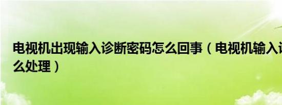 电视机出现输入诊断密码怎么回事（电视机输入诊断密码怎么处理）