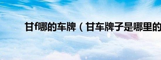 甘f哪的车牌（甘车牌子是哪里的）