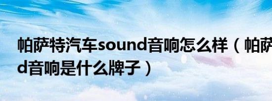 帕萨特汽车sound音响怎么样（帕萨特sound音响是什么牌子）