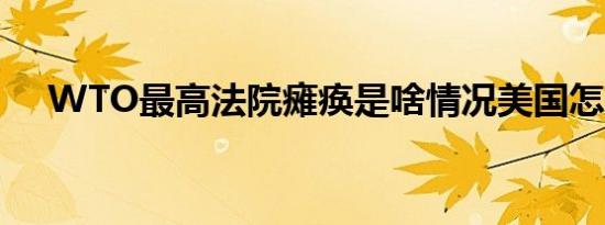WTO最高法院瘫痪是啥情况美国怎么了