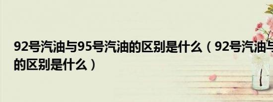92号汽油与95号汽油的区别是什么（92号汽油与95号汽油的区别是什么）
