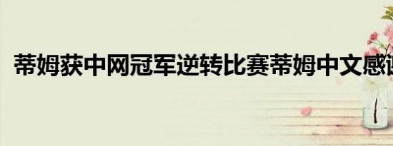 蒂姆获中网冠军逆转比赛蒂姆中文感谢球迷