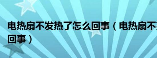 电热扇不发热了怎么回事（电热扇不亮了怎么回事）