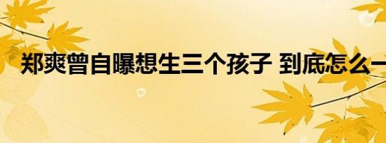 郑爽曾自曝想生三个孩子 到底怎么一回事