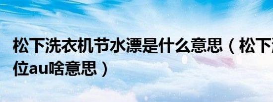 松下洗衣机节水漂是什么意思（松下洗衣机水位au啥意思）