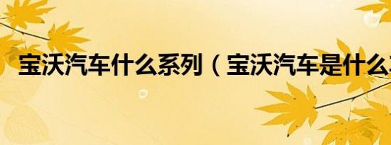 宝沃汽车什么系列（宝沃汽车是什么车系）