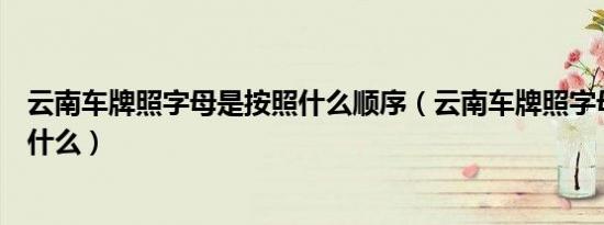 云南车牌照字母是按照什么顺序（云南车牌照字母分别代表什么）