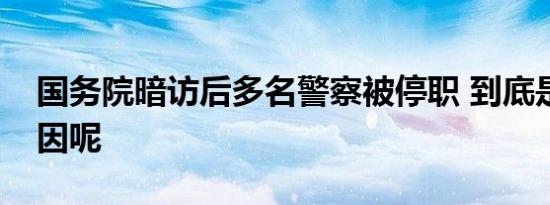 国务院暗访后多名警察被停职 到底是什么原因呢