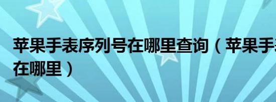 苹果手表序列号在哪里查询（苹果手表序列号在哪里）