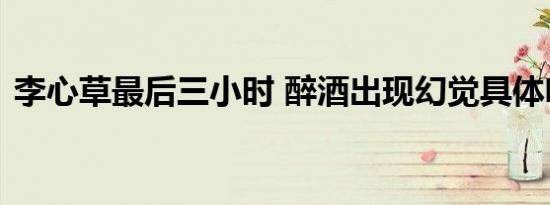 李心草最后三小时 醉酒出现幻觉具体啥情况