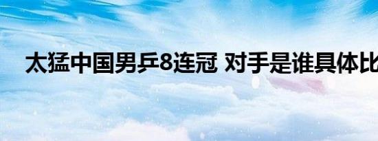 太猛中国男乒8连冠 对手是谁具体比分是