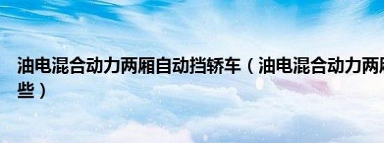 油电混合动力两厢自动挡轿车（油电混合动力两厢汽车有哪些）