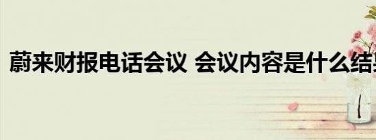 蔚来财报电话会议 会议内容是什么结果如何