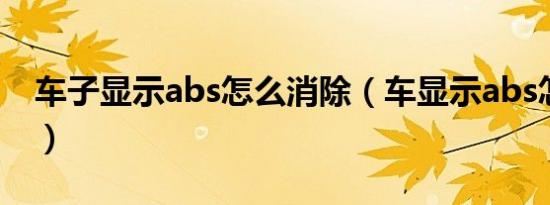 车子显示abs怎么消除（车显示abs怎么解除）