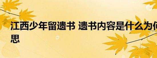 江西少年留遗书 遗书内容是什么为何引人反思