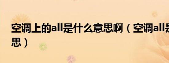 空调上的all是什么意思啊（空调all是什么意思）