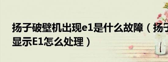 扬子破壁机出现e1是什么故障（扬子破壁机显示E1怎么处理）