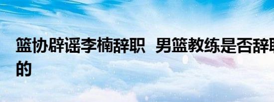 篮协辟谣李楠辞职 男篮教练是否辞职怎么说的
