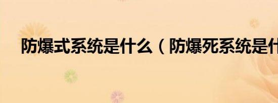 防爆式系统是什么（防爆死系统是什么）