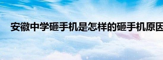 安徽中学砸手机是怎样的砸手机原因是啥