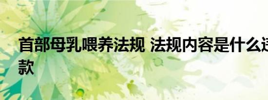 首部母乳喂养法规 法规内容是什么违规将罚款