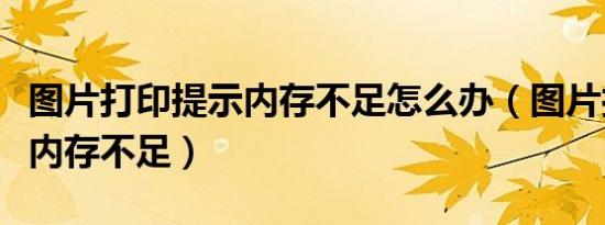 图片打印提示内存不足怎么办（图片打印提示内存不足）