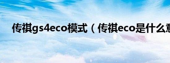 传祺gs4eco模式（传祺eco是什么意思）