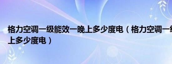 格力空调一级能效一晚上多少度电（格力空调一级能效一晚上多少度电）