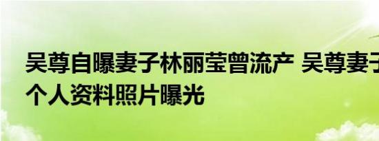 吴尊自曝妻子林丽莹曾流产 吴尊妻子林丽莹个人资料照片曝光