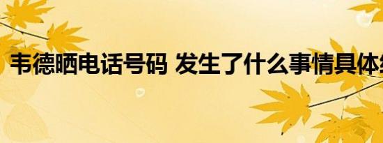 韦德晒电话号码 发生了什么事情具体经过是