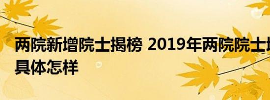 两院新增院士揭榜 2019年两院院士增选结果具体怎样