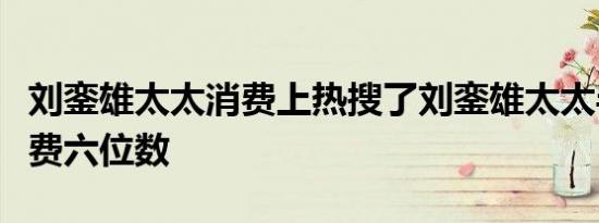 刘銮雄太太消费上热搜了刘銮雄太太半小时消费六位数