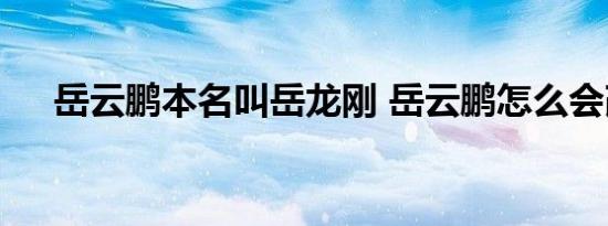 岳云鹏本名叫岳龙刚 岳云鹏怎么会改名