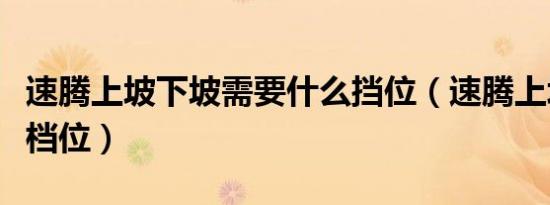 速腾上坡下坡需要什么挡位（速腾上坡用什么档位）