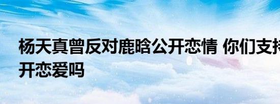 杨天真曾反对鹿晗公开恋情 你们支持明星公开恋爱吗