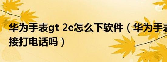 华为手表gt 2e怎么下软件（华为手表gt2e能接打电话吗）