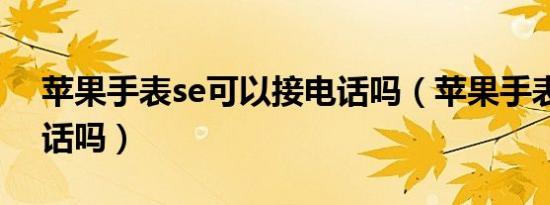 苹果手表se可以接电话吗（苹果手表能接电话吗）